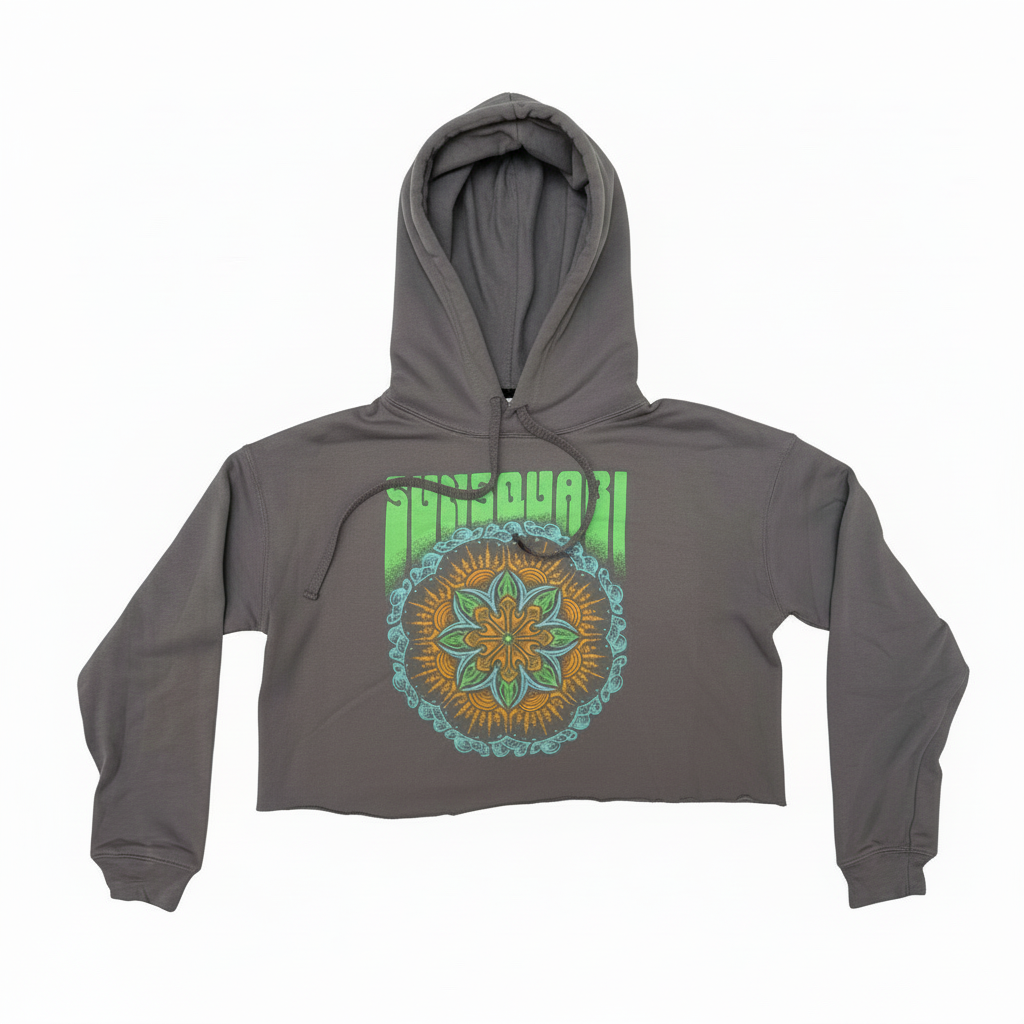 Mandala Crop Hoodie - Storm Grey