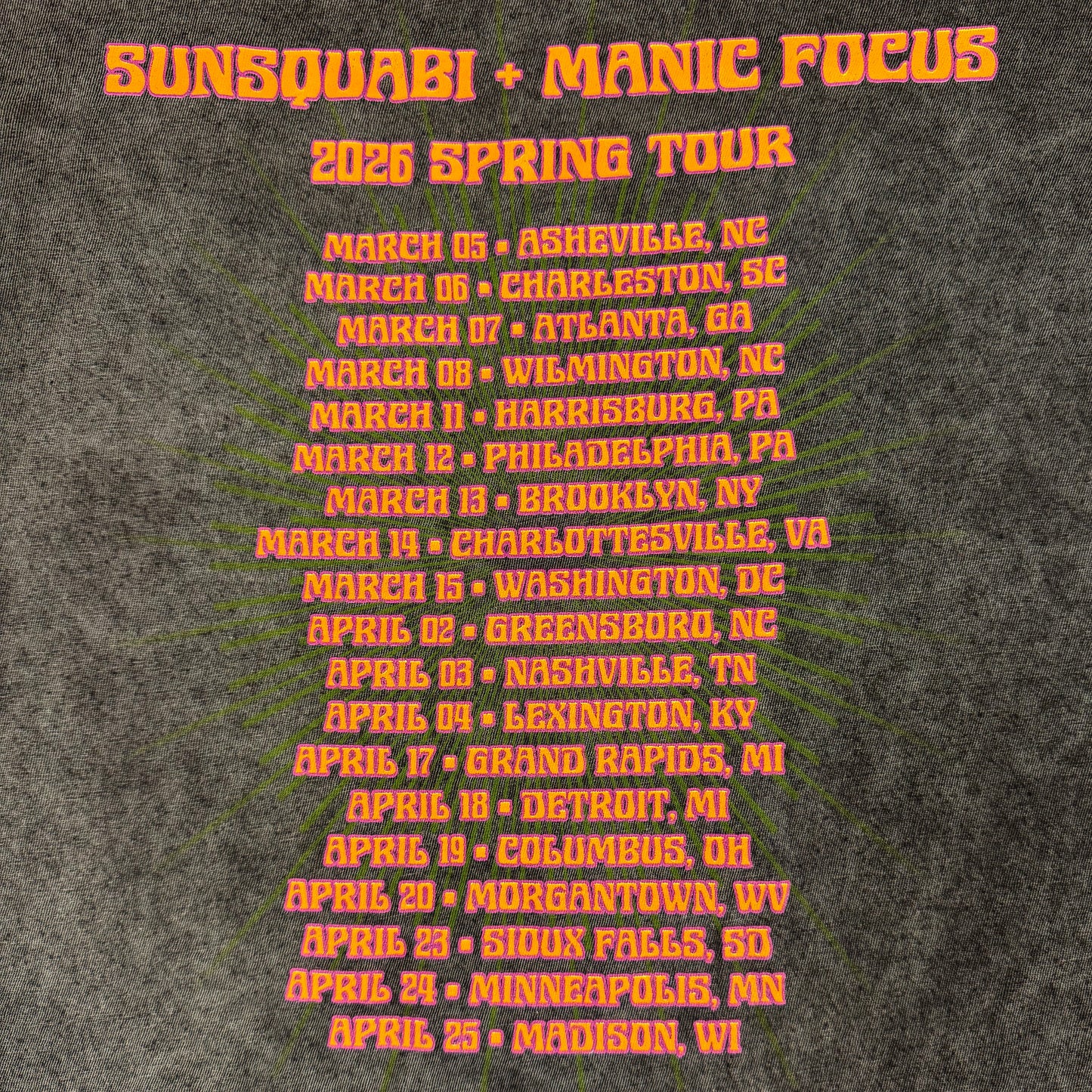 Spring '26 Tour T-Shirt - Black Marble Wash